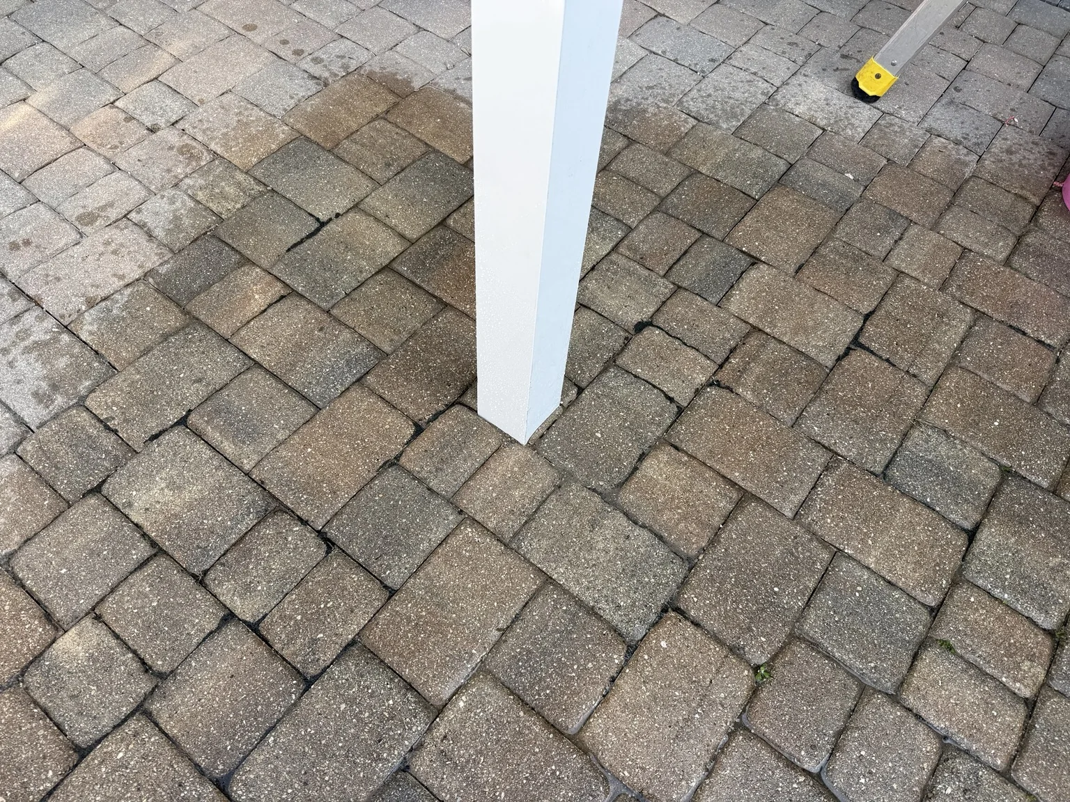Another view of the post placement and paver integration.