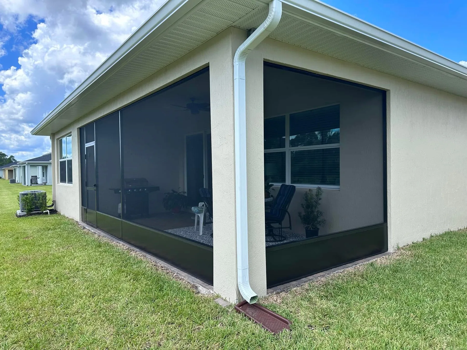 Custom screening fitted into an existing covered lanai.